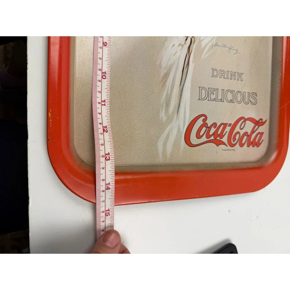 Vintage 1970s Coca-Cola Metal‎ Serving Tray Hamilton King Girl Red Advertising